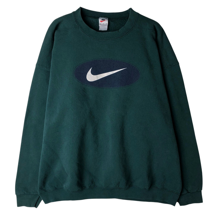 90s~00'S Nike Logo Sweatshirt Trainer Made in USA Men's XXL Vintage cotton Green type dark green Vintage Second Hand