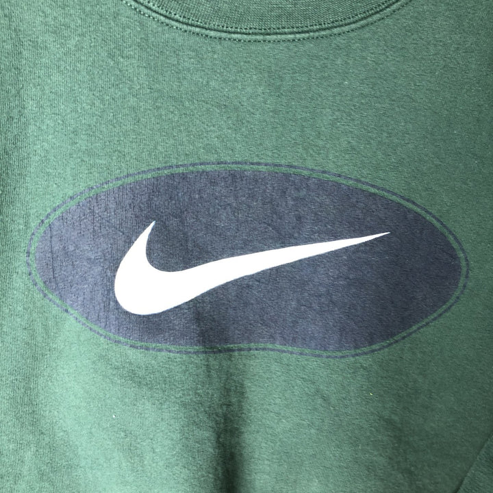90s~00'S Nike Logo Sweatshirt Trainer Made in USA Men's XXL Vintage cotton Green type dark green Vintage Second Hand