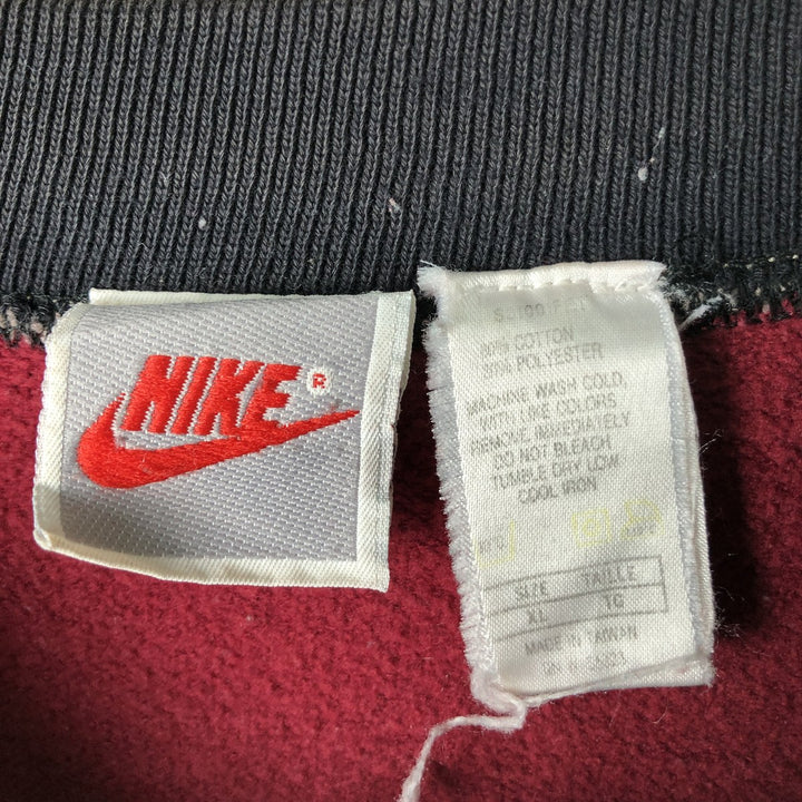 Vintage 90'S Nike silver tag sweatshirt, size XL, men's cotton Red type red-purple Vintage Second Hand