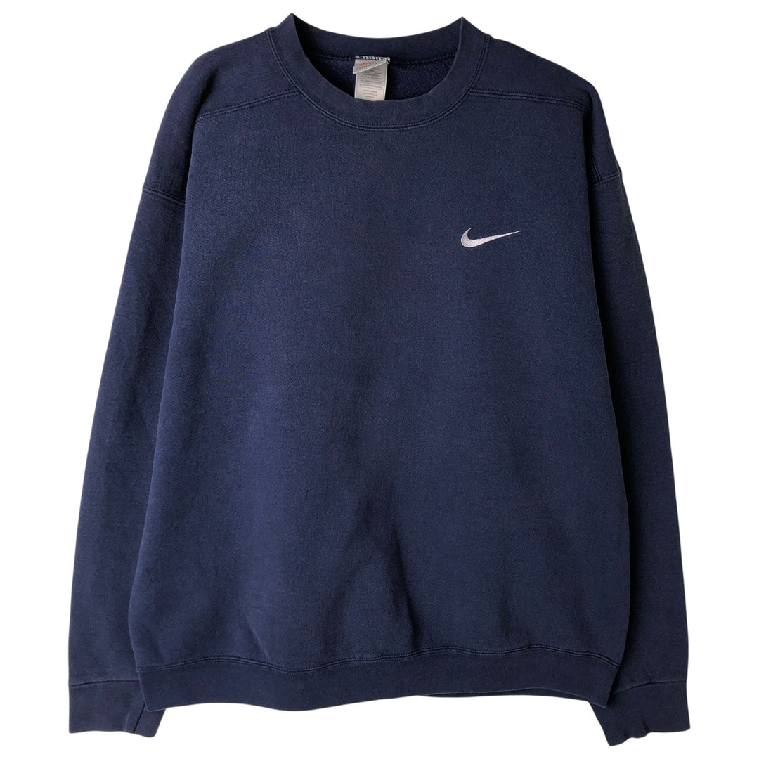 90s~00'S Nike One Point Logo Sweatshirt Trainer Made in USA Men's L Size Vintage cotton navy blue type Vintage Second Hand