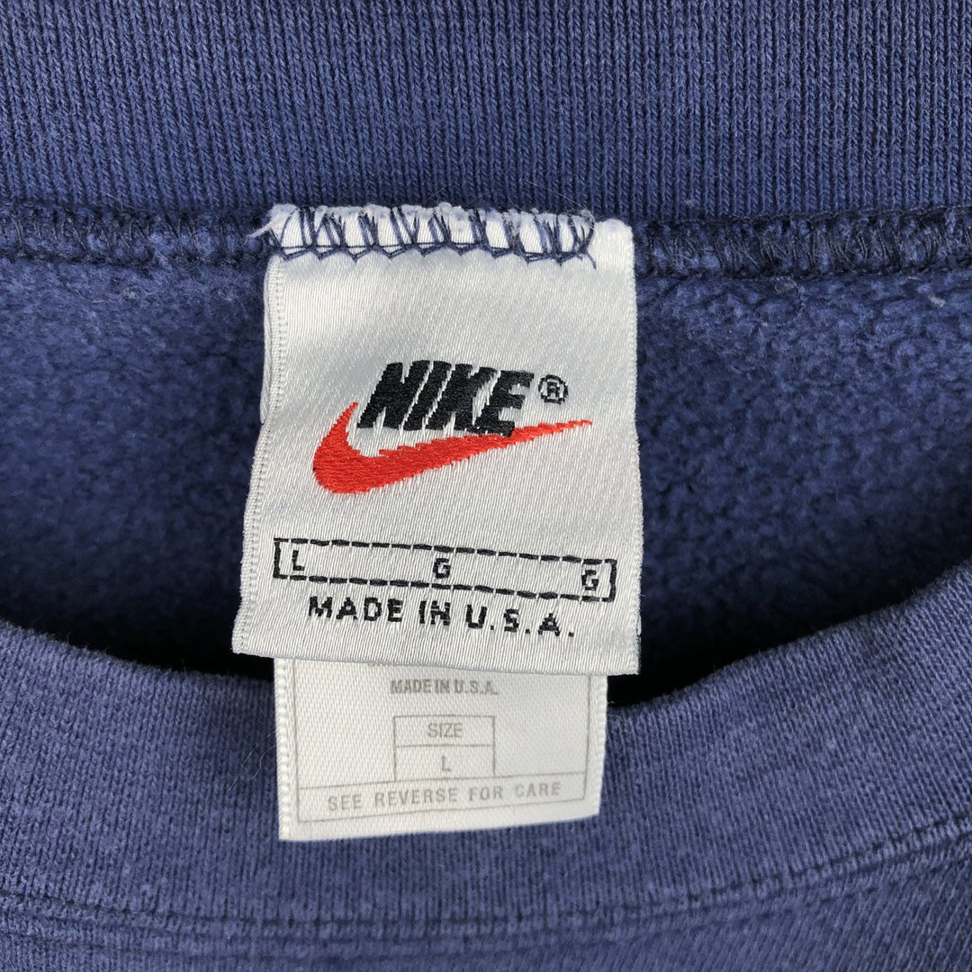90s~00'S Nike One Point Logo Sweatshirt Trainer Made in USA Men's L Size Vintage cotton navy blue type Vintage Second Hand