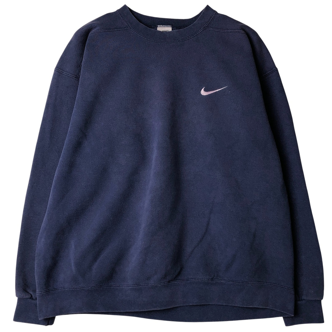 90'S Nike One Point Logo Sweatshirt Trainer Made in USA Men's L Size Vintage cotton navy blue type Vintage Second Hand