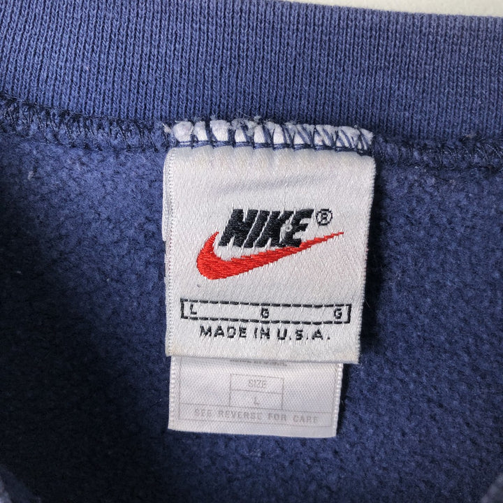 90'S Nike One Point Logo Sweatshirt Trainer Made in USA Men's L Size Vintage cotton navy blue type Vintage Second Hand