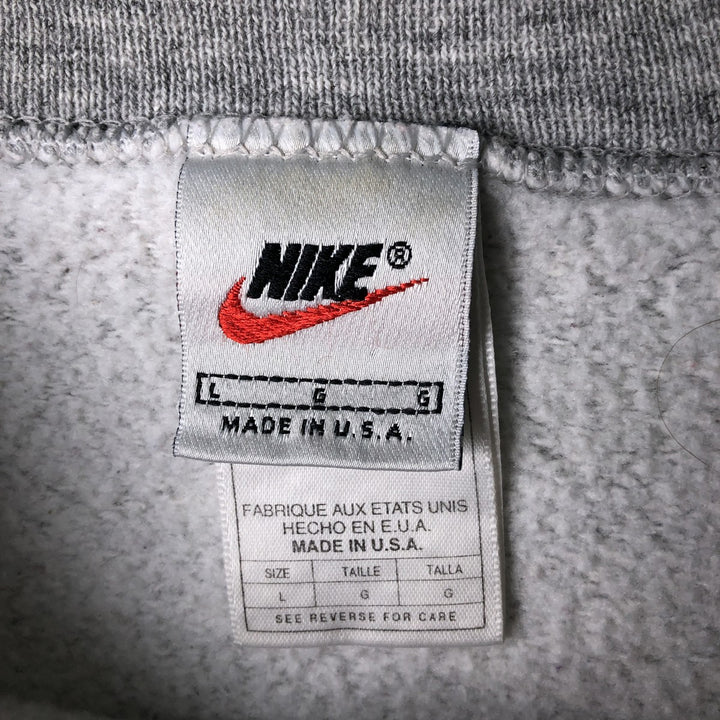 90'S Nike One Point Logo Sweatshirt Trainer Made in USA Men's L Size Vintage cotton gray type Vintage Second Hand