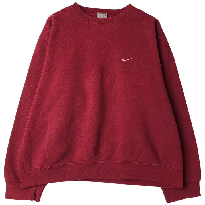 2000'S Nike One-Point Logo Sweatshirt, Made in USA, Men's Size L cotton Red type red-purple Vintage Second Hand