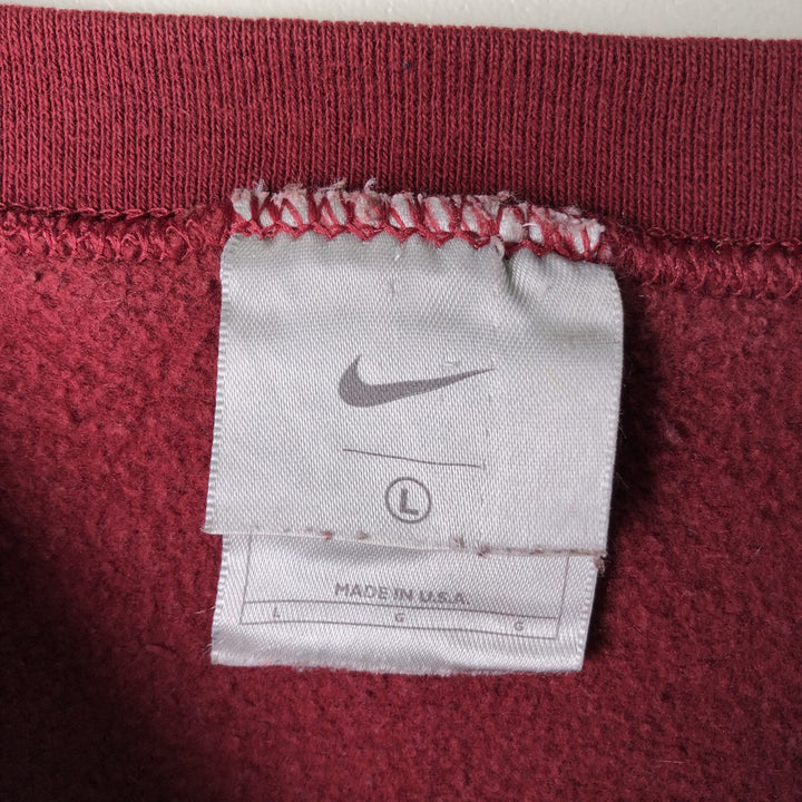 2000'S Nike One-Point Logo Sweatshirt, Made in USA, Men's Size L cotton Red type red-purple Vintage Second Hand