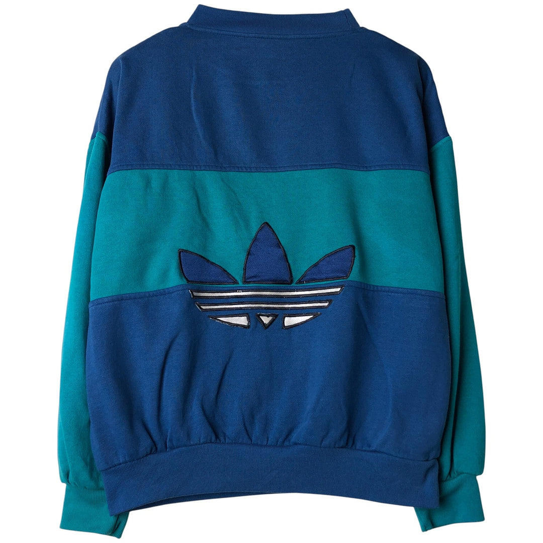 Vintage 1980'S Adidas striped pattern logo sweatshirt, size L, men's unclear blue type Vintage Second Hand