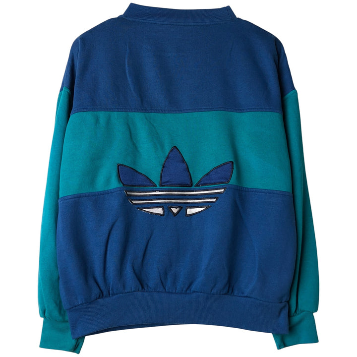 Vintage 1980'S Adidas striped pattern logo sweatshirt, size L, men's unclear blue type Vintage Second Hand