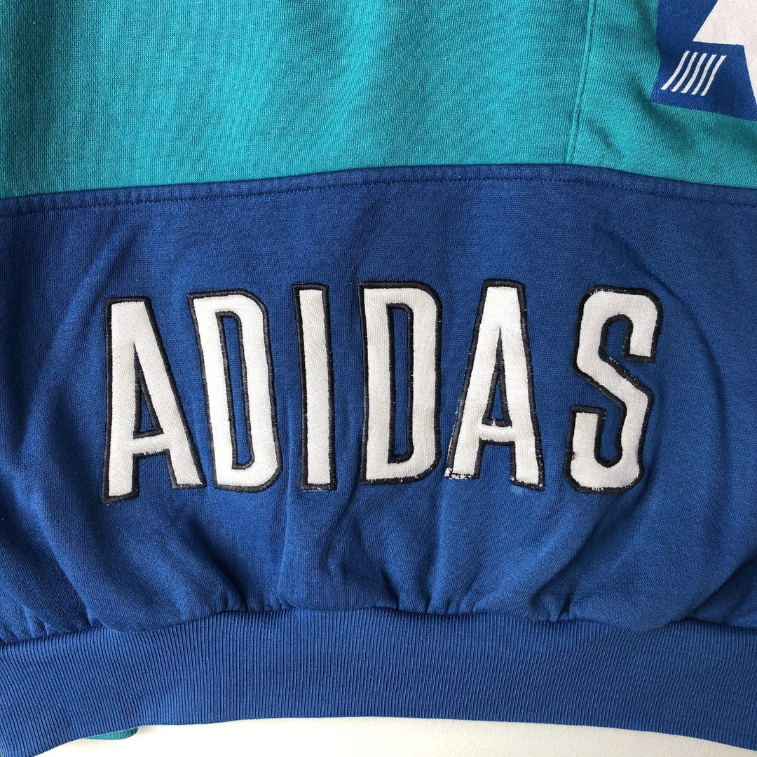 Vintage 1980'S Adidas striped pattern logo sweatshirt, size L, men's unclear blue type Vintage Second Hand