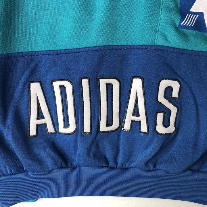 Vintage 1980'S Adidas striped pattern logo sweatshirt, size L, men's unclear blue type Vintage Second Hand