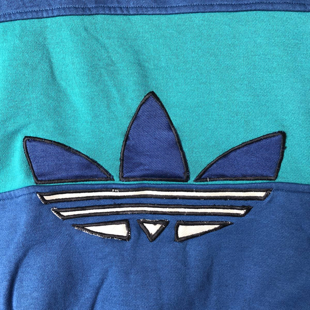 Vintage 1980'S Adidas striped pattern logo sweatshirt, size L, men's unclear blue type Vintage Second Hand