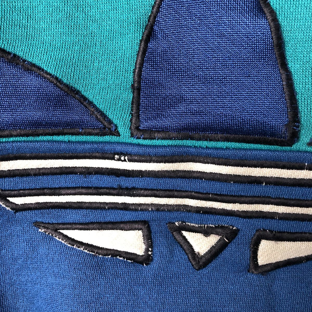 Vintage 1980'S Adidas striped pattern logo sweatshirt, size L, men's unclear blue type Vintage Second Hand