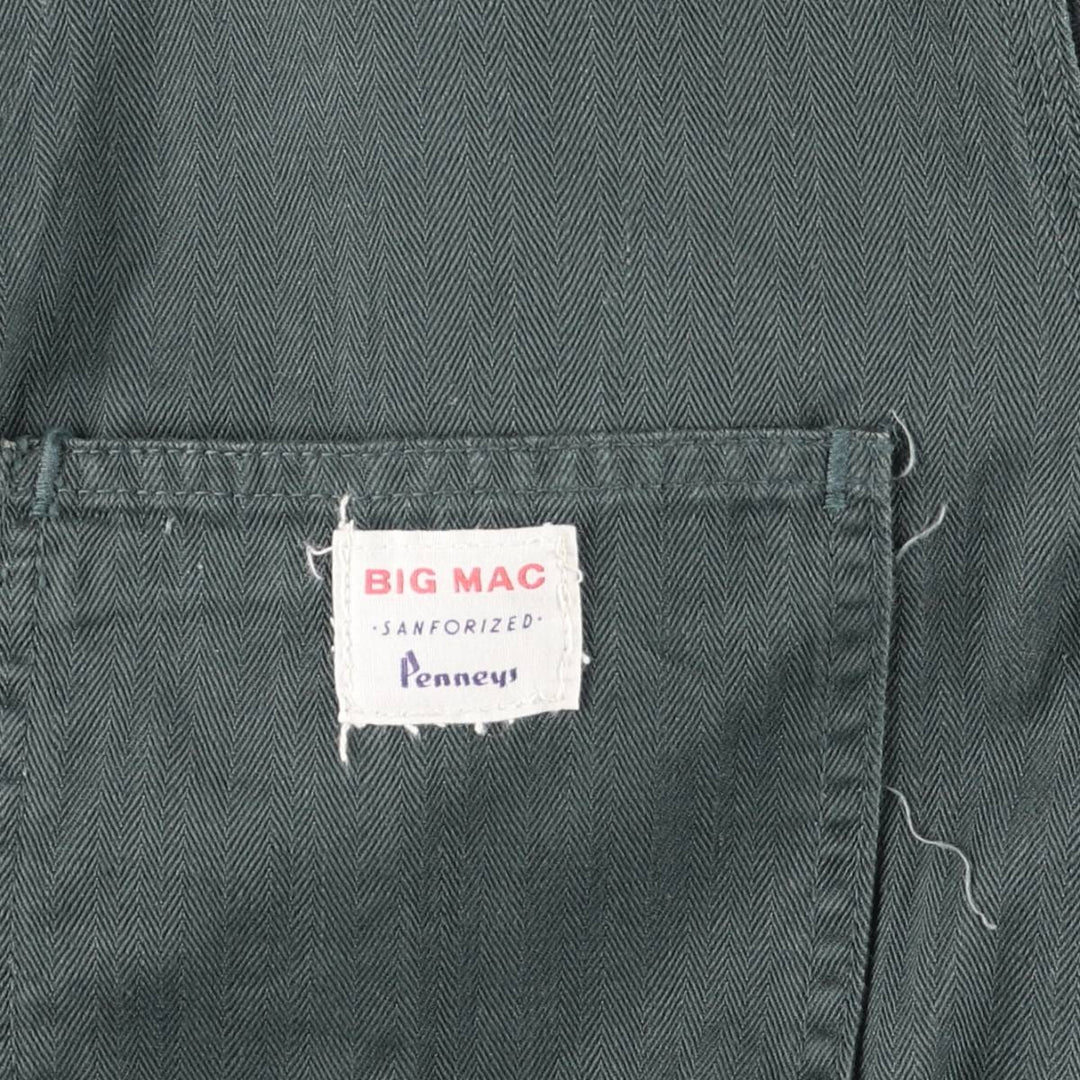 Vintage 1960'S Penney's BIGMAC HBT herringbone twill long-sleeved jumpsuit, size M, men's unclear green type Vintage Second Hand