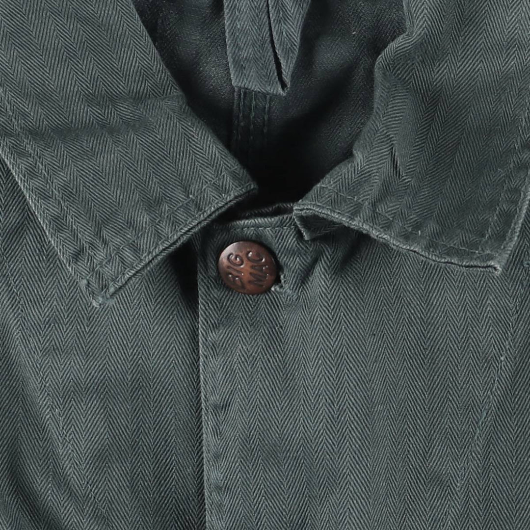 Vintage 1960'S Penney's BIGMAC HBT herringbone twill long-sleeved jumpsuit, size M, men's unclear green type Vintage Second Hand