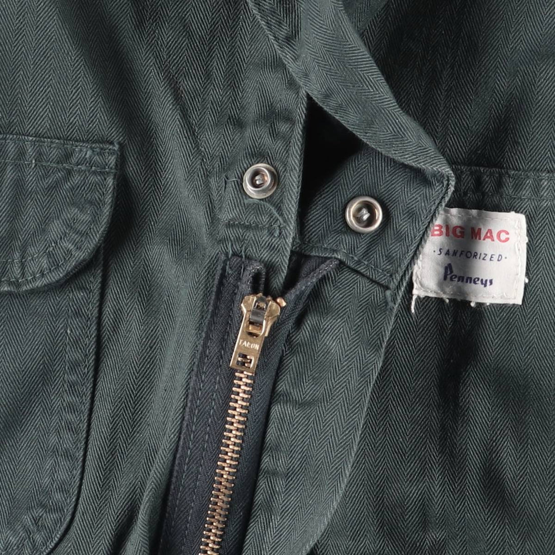 Vintage 1960'S Penney's BIGMAC HBT herringbone twill long-sleeved jumpsuit, size M, men's unclear green type Vintage Second Hand