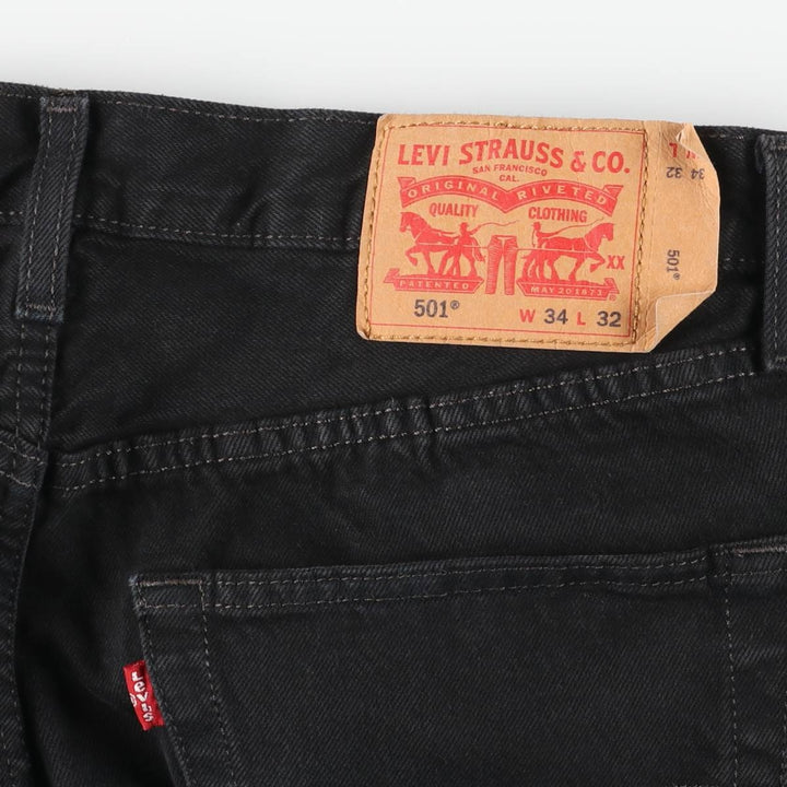 Levi's 501-0660 Black Denim Straight Leg Denim Pants, Men's Size 34 cotton black type Vintage Second Hand