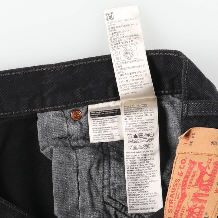 Levi's 501-0660 Black Denim Straight Leg Denim Pants, Men's Size 34 cotton black type Vintage Second Hand