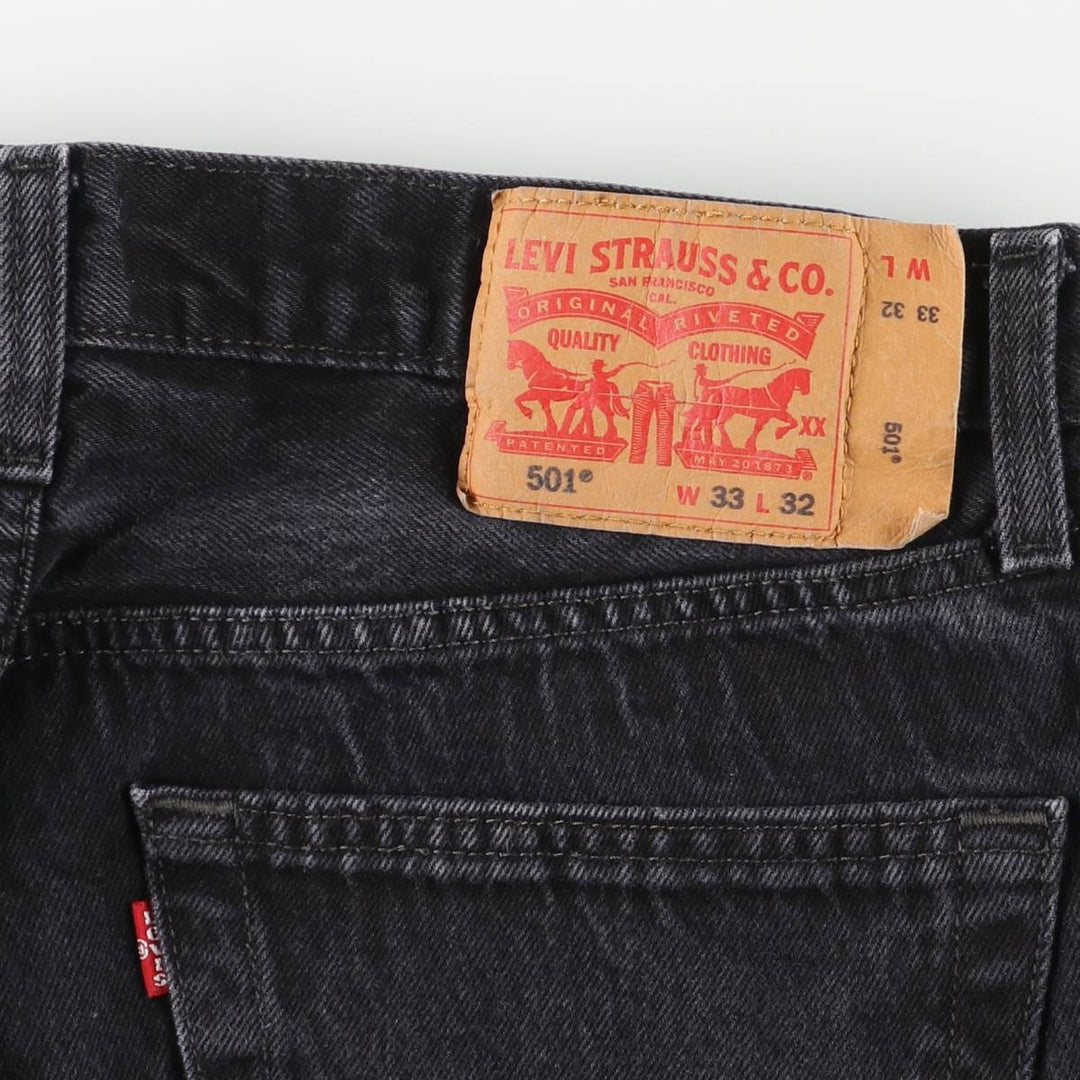 Levi's 501-0660 Black Denim Straight Leg Denim Pants, Men's Size W33 cotton black type Vintage Second Hand