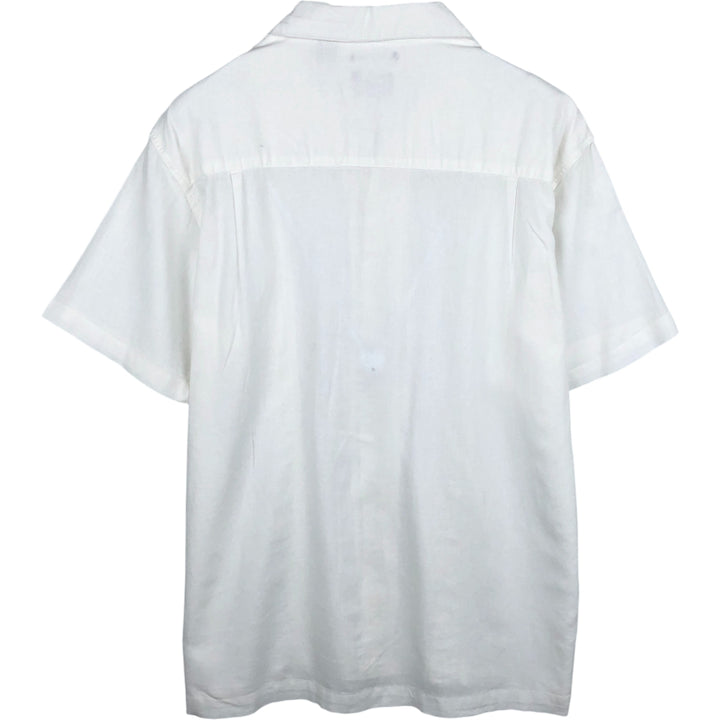 Haggar short sleeve open collar rayon x linen shirt box shirt men's size L linen white type Vintage Second Hand