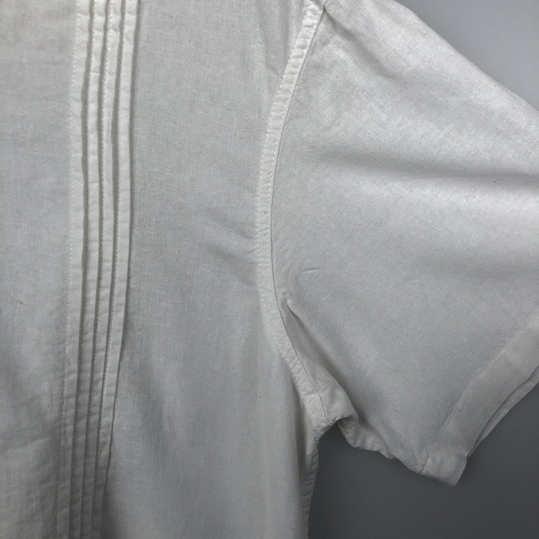 Haggar short sleeve open collar rayon x linen shirt box shirt men's size L linen white type Vintage Second Hand