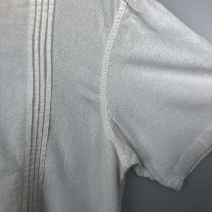 Haggar short sleeve open collar rayon x linen shirt box shirt men's size L linen white type Vintage Second Hand
