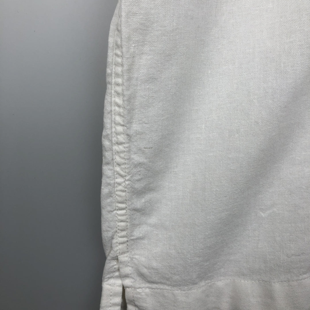 Haggar short sleeve open collar rayon x linen shirt box shirt men's size L linen white type Vintage Second Hand