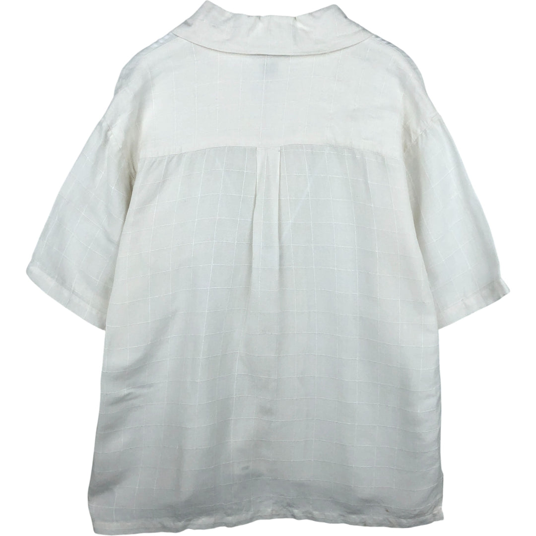 BAZZI Short Sleeve Open Collar Viscose and Linen Box Shirt, Men's Size L linen white type Vintage Second Hand