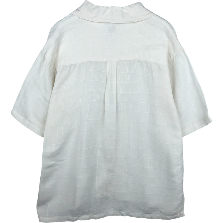 BAZZI Short Sleeve Open Collar Viscose and Linen Box Shirt, Men's Size L linen white type Vintage Second Hand