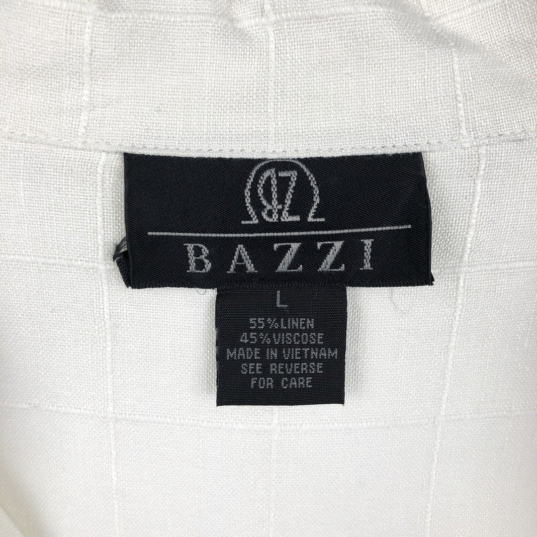 BAZZI Short Sleeve Open Collar Viscose and Linen Box Shirt, Men's Size L linen white type Vintage Second Hand