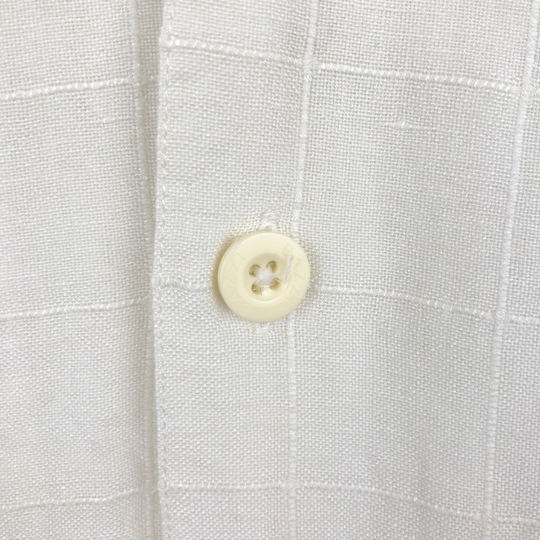 BAZZI Short Sleeve Open Collar Viscose and Linen Box Shirt, Men's Size L linen white type Vintage Second Hand