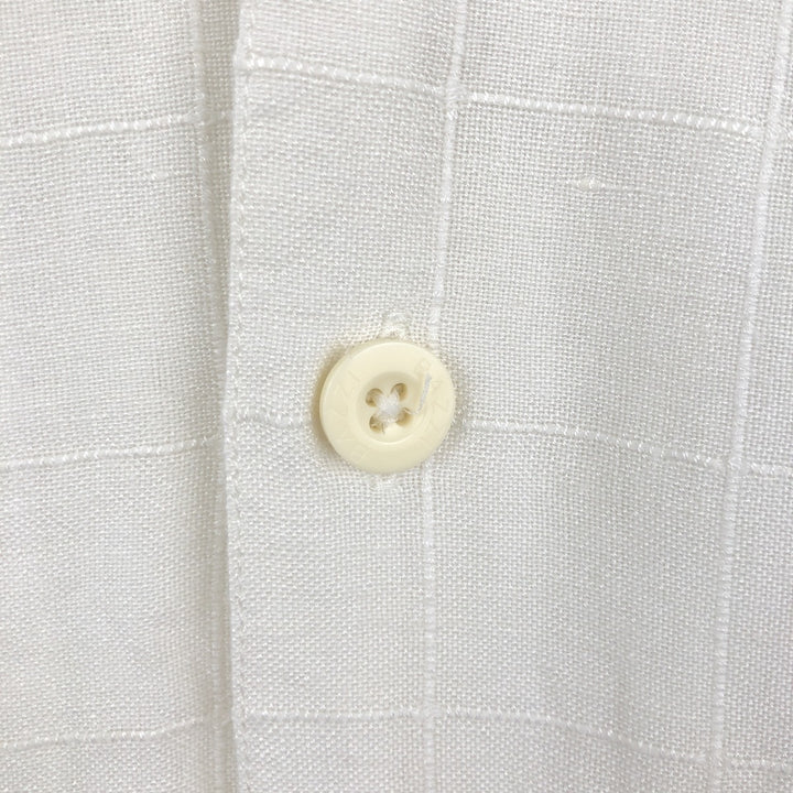 BAZZI Short Sleeve Open Collar Viscose and Linen Box Shirt, Men's Size L linen white type Vintage Second Hand