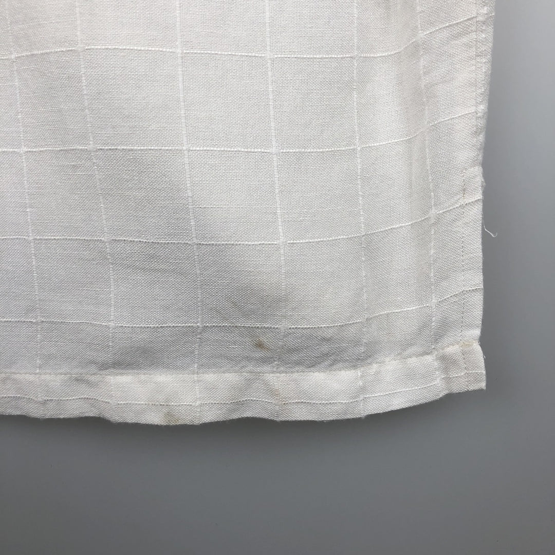 BAZZI Short Sleeve Open Collar Viscose and Linen Box Shirt, Men's Size L linen white type Vintage Second Hand