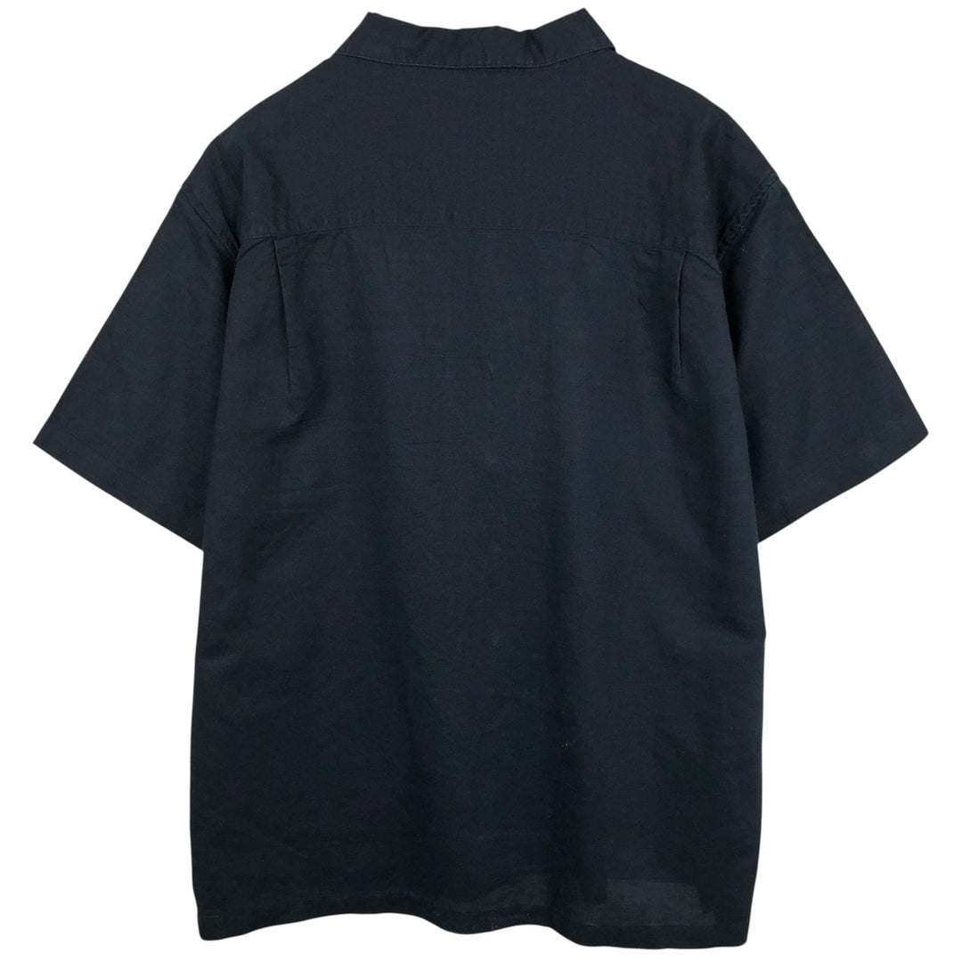 Panama Jack Short Sleeve Open Collar Ramie and Cotton Box Shirt, Men's XL Lamy black type Vintage Second Hand