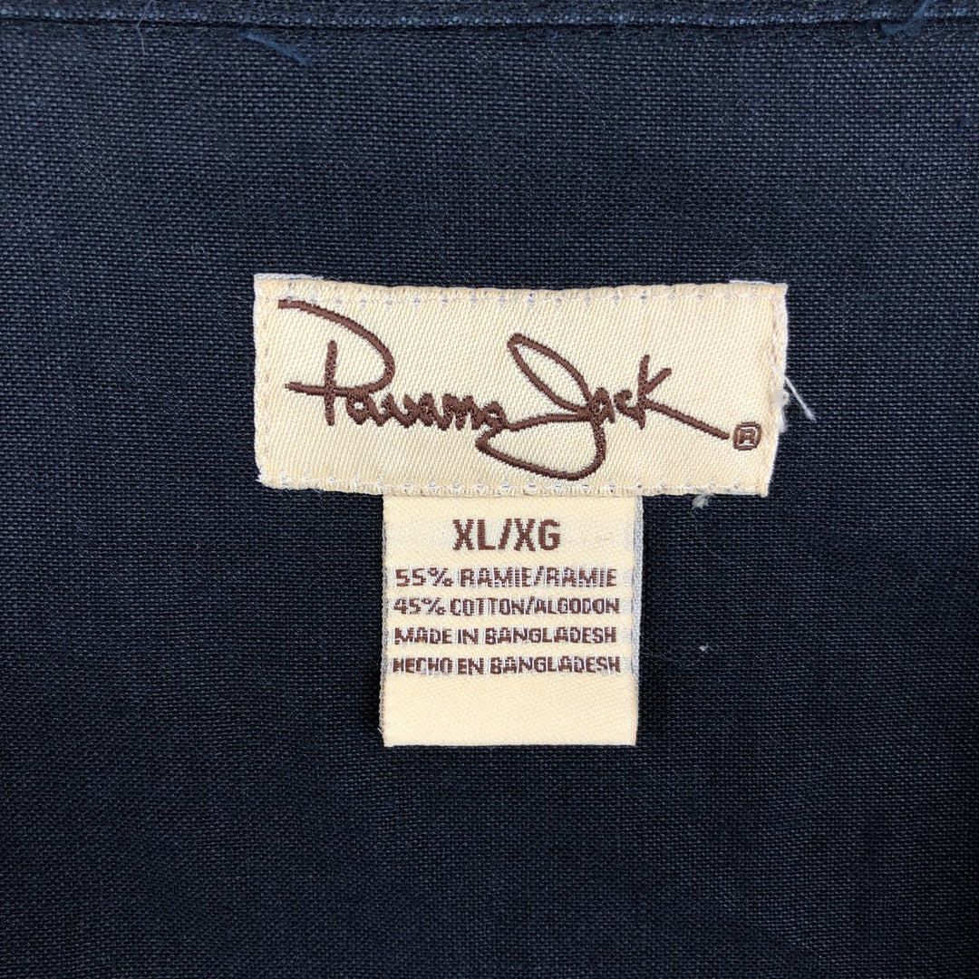 Panama Jack Short Sleeve Open Collar Ramie and Cotton Box Shirt, Men's XL Lamy black type Vintage Second Hand