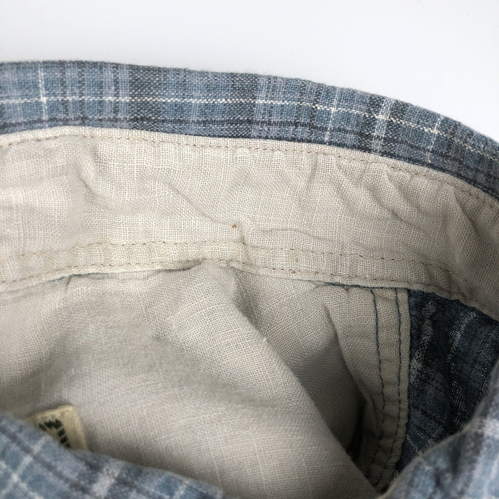 Eddie Bauer Check Pattern Short-Sleeve Cotton x Linen Button-Down Shirt, Men's Size L (approx.) linen white type Vintage Second Hand