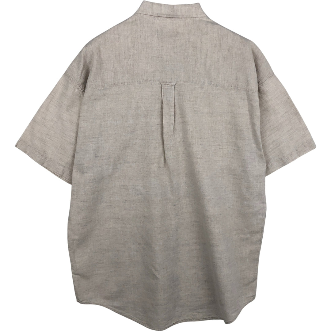 Ralph Lauren CHAPS short-sleeved linen button-down shirt, men's size L linen Beige type Vintage Second Hand