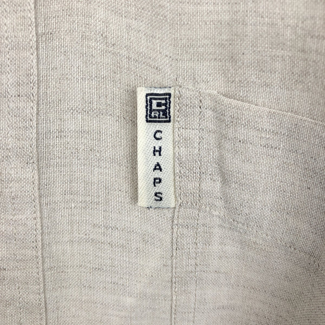 Ralph Lauren CHAPS short-sleeved linen button-down shirt, men's size L linen Beige type Vintage Second Hand