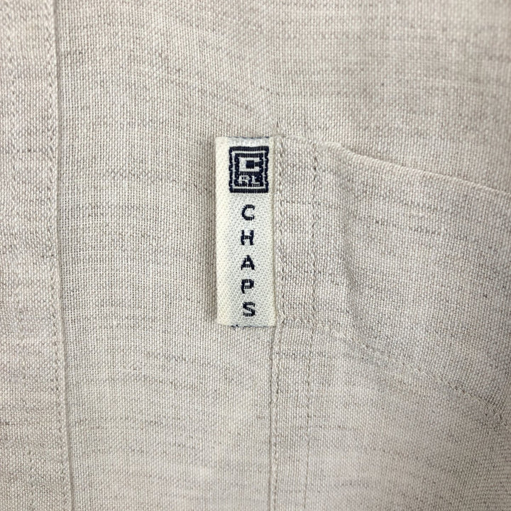 Ralph Lauren CHAPS short-sleeved linen button-down shirt, men's size L linen Beige type Vintage Second Hand