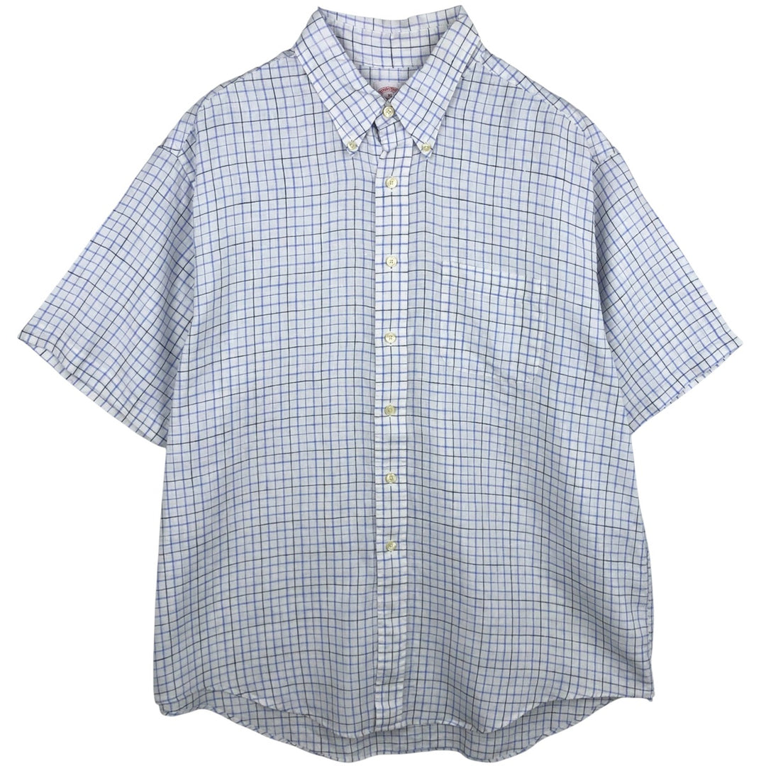 Brooks Brothers Est.1818 Check Pattern Short Sleeve Linen Button Down Shirt Men's XL linen white type Vintage Second Hand