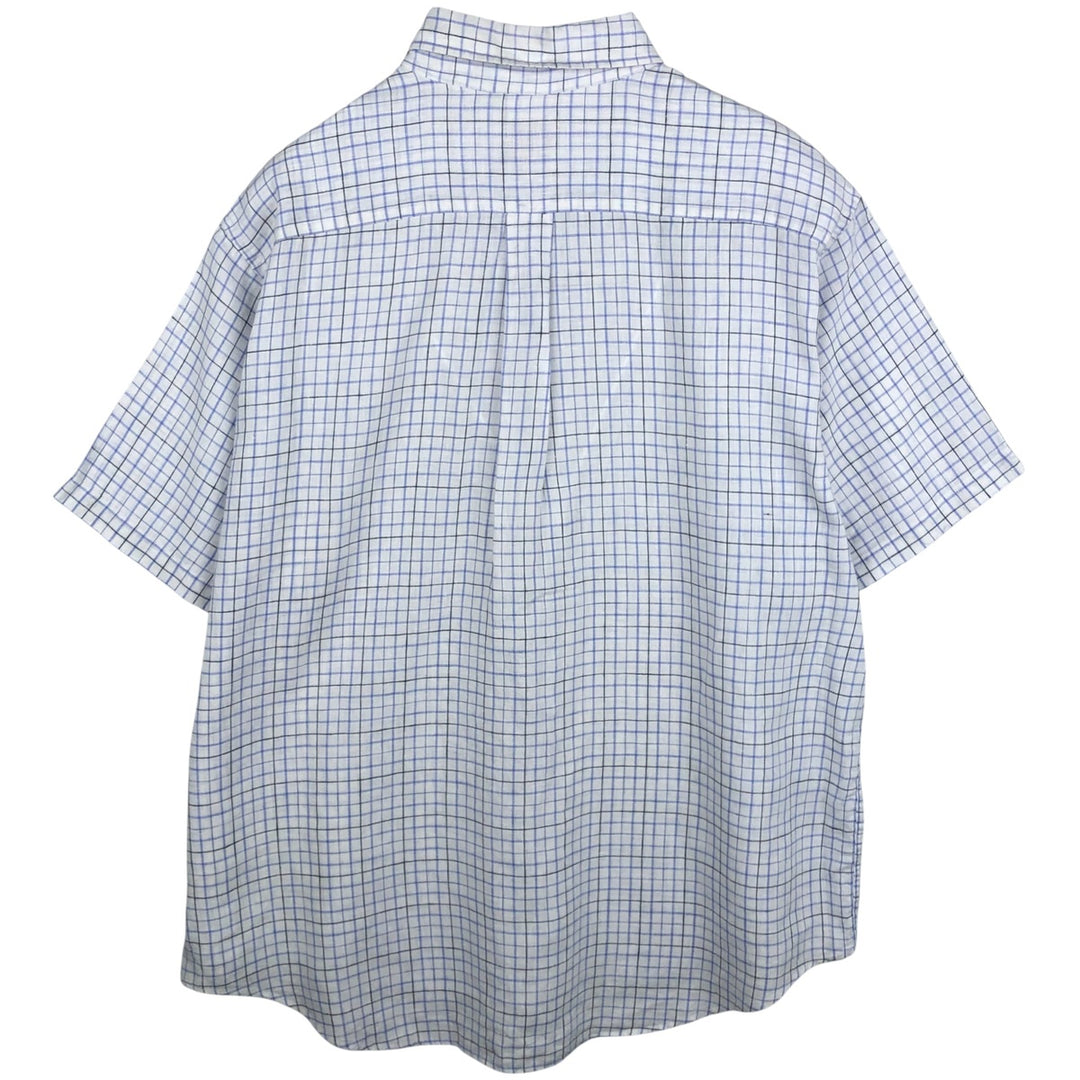 Brooks Brothers Est.1818 Check Pattern Short Sleeve Linen Button Down Shirt Men's XL linen white type Vintage Second Hand