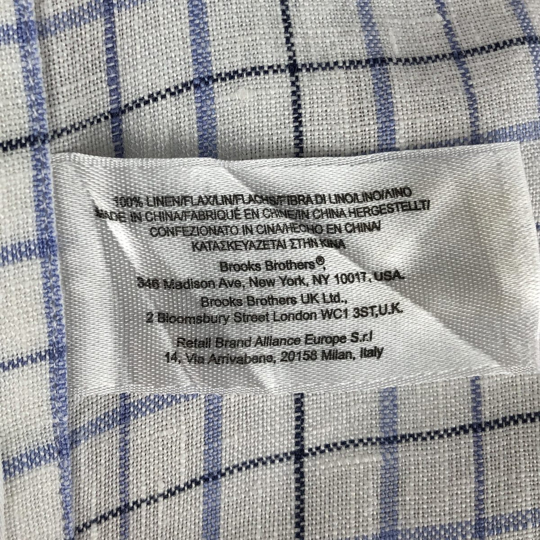 Brooks Brothers Est.1818 Check Pattern Short Sleeve Linen Button Down Shirt Men's XL linen white type Vintage Second Hand