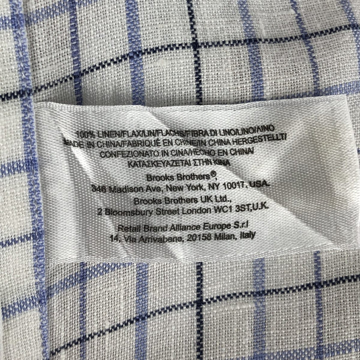 Brooks Brothers Est.1818 Check Pattern Short Sleeve Linen Button Down Shirt Men's XL linen white type Vintage Second Hand