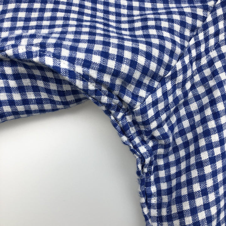 Ralph Lauren Classic Fit Gingham Check Short Sleeve Linen Button-Down Shirt, Men's Size XL linen blue type Vintage Second Hand