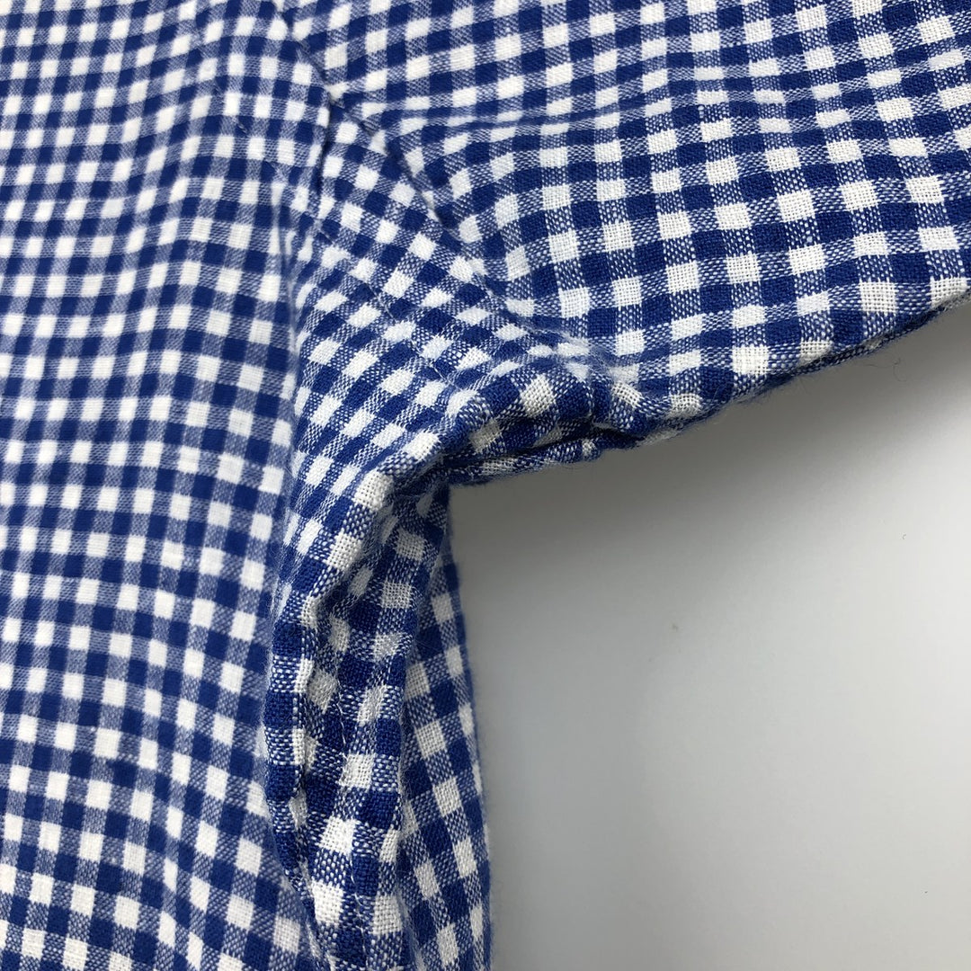 Ralph Lauren Classic Fit Gingham Check Short Sleeve Linen Button-Down Shirt, Men's Size XL linen blue type Vintage Second Hand