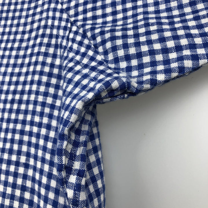 Ralph Lauren Classic Fit Gingham Check Short Sleeve Linen Button-Down Shirt, Men's Size XL linen blue type Vintage Second Hand