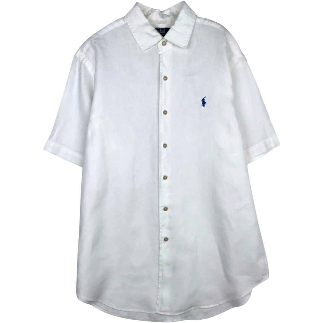 Ralph Lauren POLO by Ralph Lauren Bradford Classic Fit Short Sleeve Linen Shirt, Men's Size L linen white type Vintage Second Hand