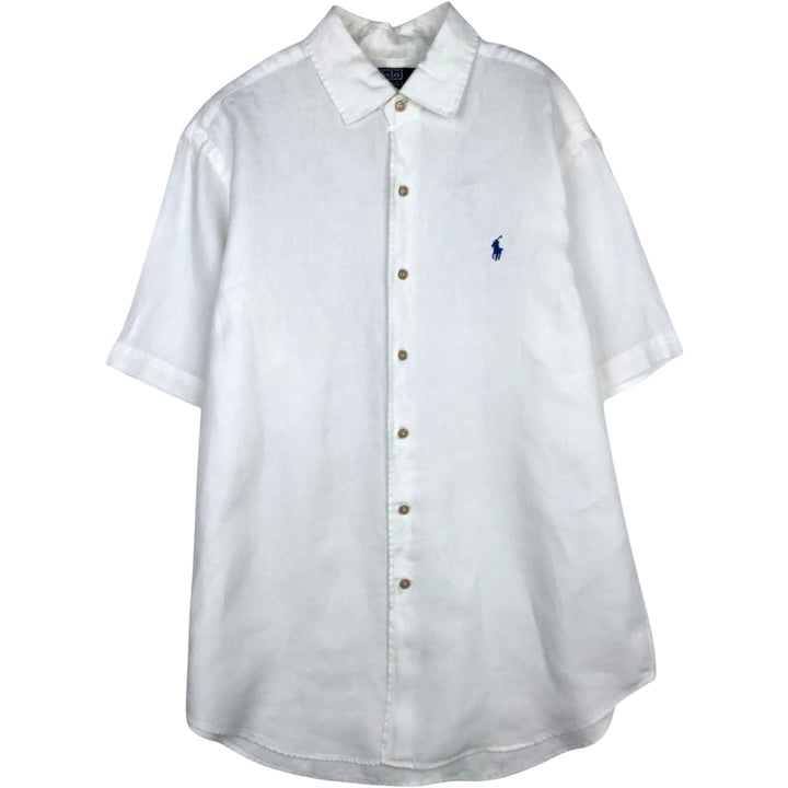 Ralph Lauren POLO by Ralph Lauren Bradford Classic Fit Short Sleeve Linen Shirt, Men's Size L linen white type Vintage Second Hand