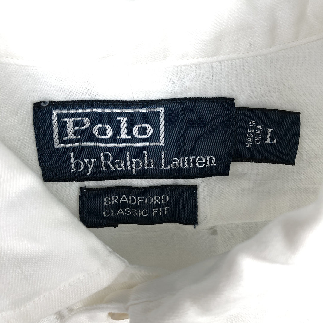 Ralph Lauren POLO by Ralph Lauren Bradford Classic Fit Short Sleeve Linen Shirt, Men's Size L linen white type Vintage Second Hand