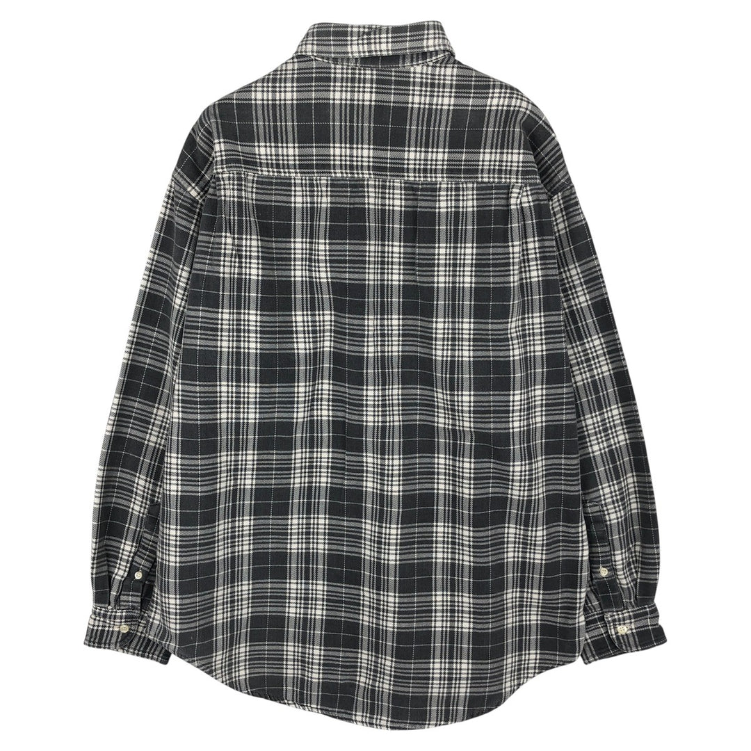 90'S GAP Vintage Long Sleeve Flannel Check Shirt, Men's Size L cotton gray type Vintage Second Hand