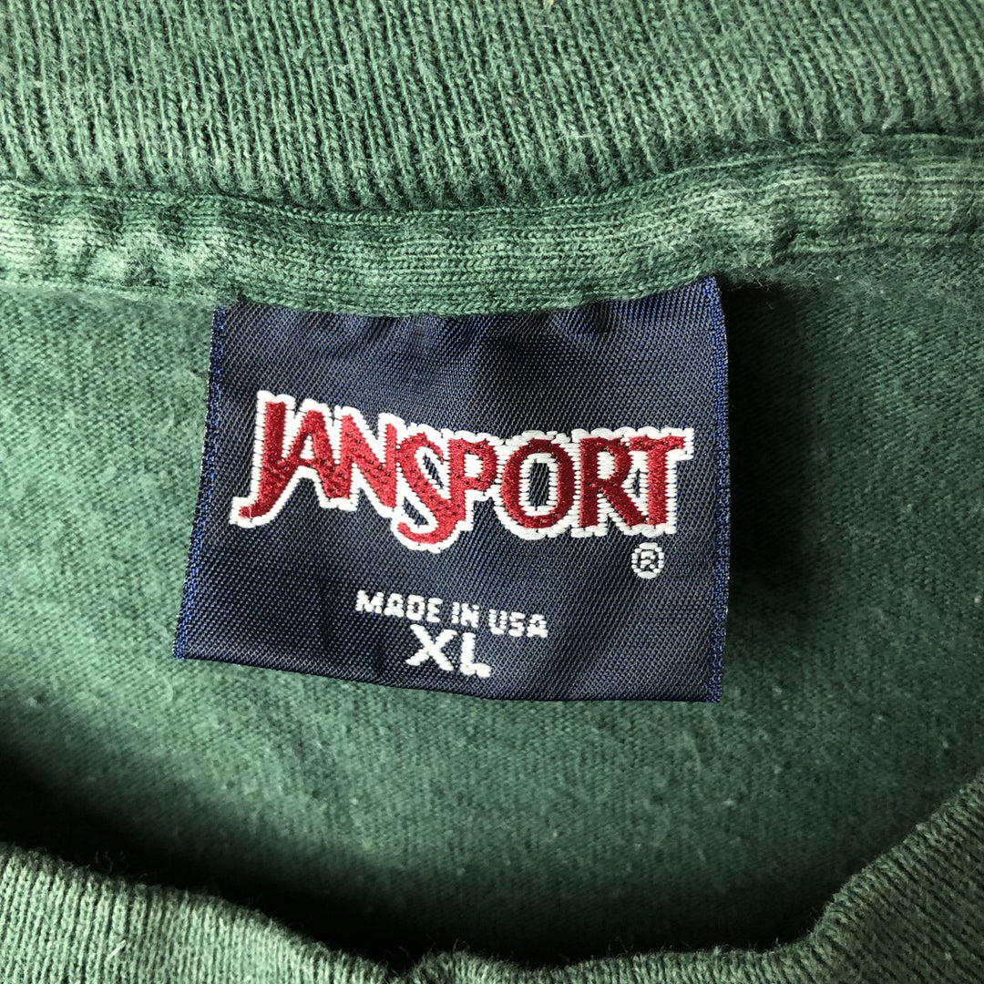 90'S JanSport Notre Dame Fightin' Irish Long Sleeve T-Shirt, Made in USA, Men's XL, Vintage cotton green type Vintage Second Hand